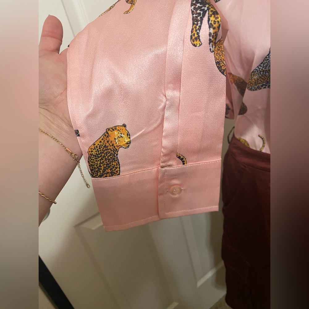Mazik Pink and Black Leopard Top - Picture 3 of 6